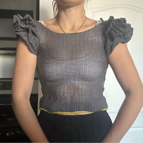 MISS SIXTY Y2K Sexy Sweater XS Wool Blend Ruffles - Picture 2 of 7